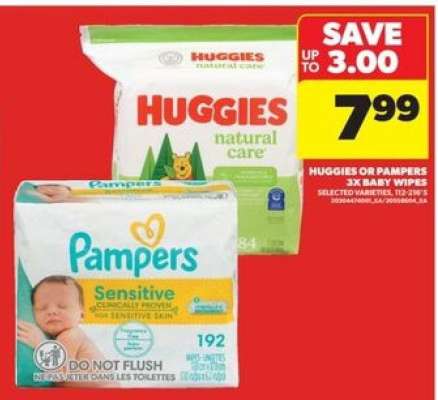 Huggies or Pampers 3x Baby Wipes