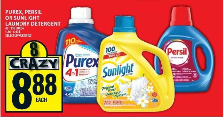 PUREX, PERSIL OR SUNLIGHT LAUNDRY DETERGENT