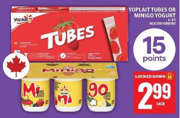 YOPLAIT TUBES OR MINIGO YOGURT