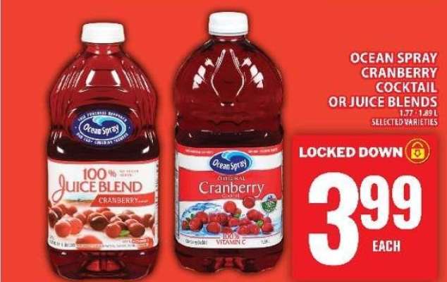 OCEAN SPRAY CRANBERRY COCKTAIL OR JUICE BLENDS