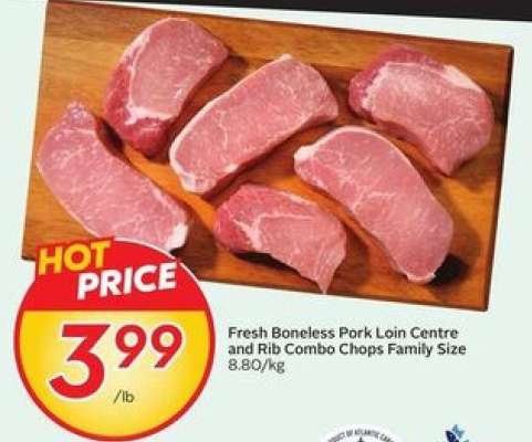 Fresh Boneless Pork Loin Centre and Rib Combo Chops Family Size