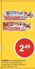WONDER WHITE or WHOLE WHEAT BREAD