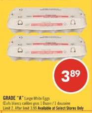 GRADE "A" LARGE WHITE EGGS