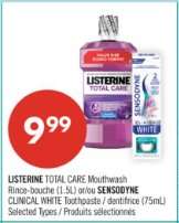 LISTERINE TOTAL CARE Mouthwash or SENSODYNE CLINICAL WHITE Toothpaste