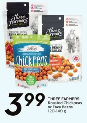 THREE FARMERS Roasted Chickpeas or Fava Beans