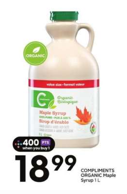 COMPLIMENTS ORGANIC Maple Syrup 1 L