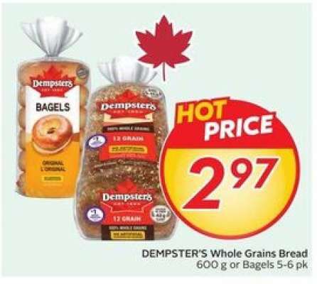 DEMPSTER'S Whole Grains Bread or Bagels
