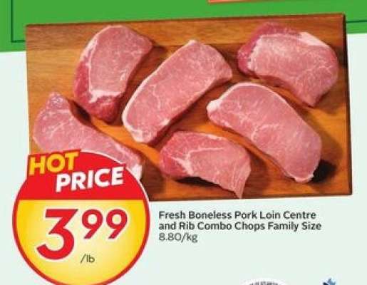 Fresh Boneless Pork Loin Centre and Rib Combo Chops Family Size