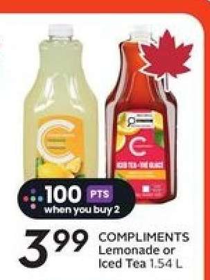 COMPLIMENTS Lemonade or Iced Tea