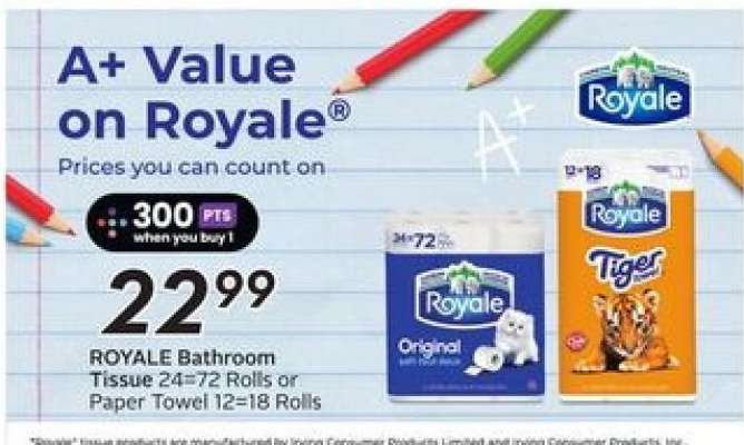 ROYALE Bathroom Tissue or Paper Towel