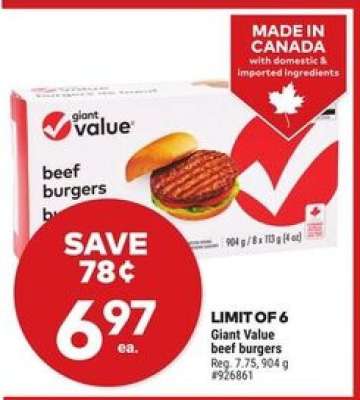 Giant Value beef burgers
