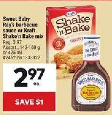 Sweet Baby Ray's barbecue sauce or Kraft Shake'n Bake mix