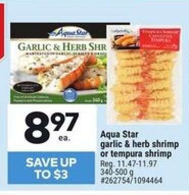 Aqua Star garlic & herb shrimp or tempura shrimp