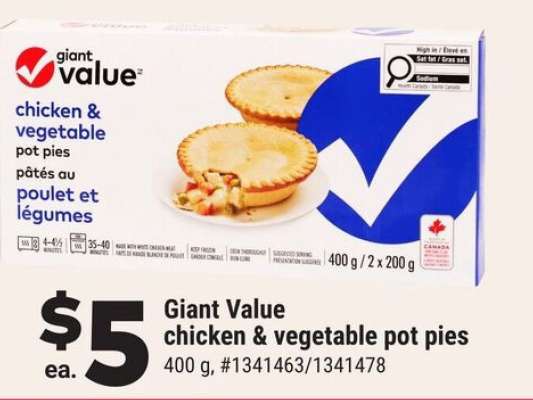 Giant Value chicken & vegetable pot pies