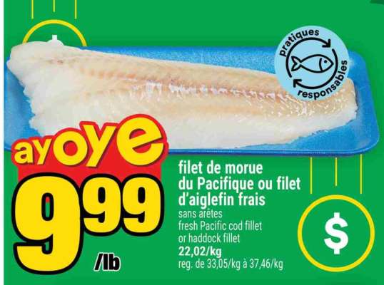 filet de morue du Pacifique ou filet d’aiglefin frais