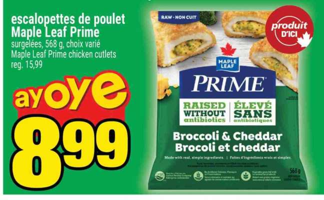 escaloppettes de poulet Maple Leaf Prime