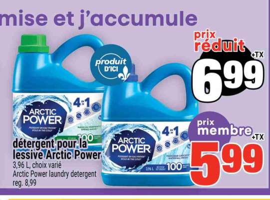 détergent pour la lessive arctic power