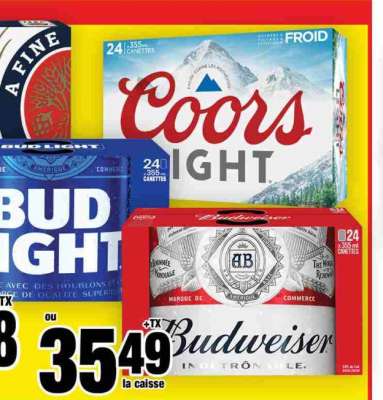 Coors Light, Bud Light, Budweiser