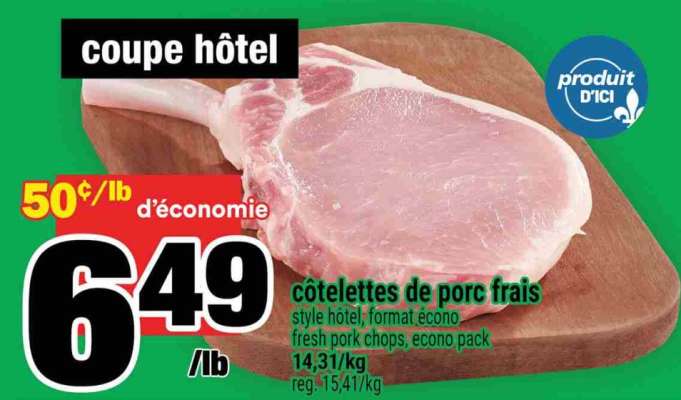 CÔTELETTES DE PORC FRAIS