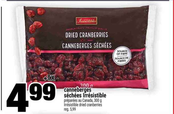 canneberges séchées Irrésistible