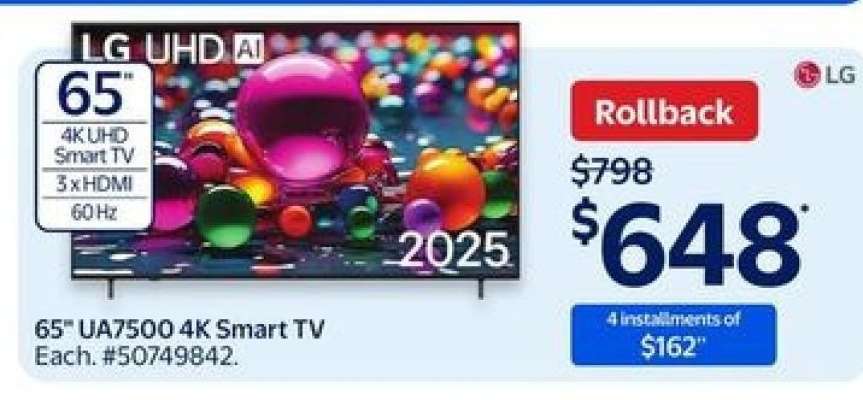 65" UA7500 4K Smart TV