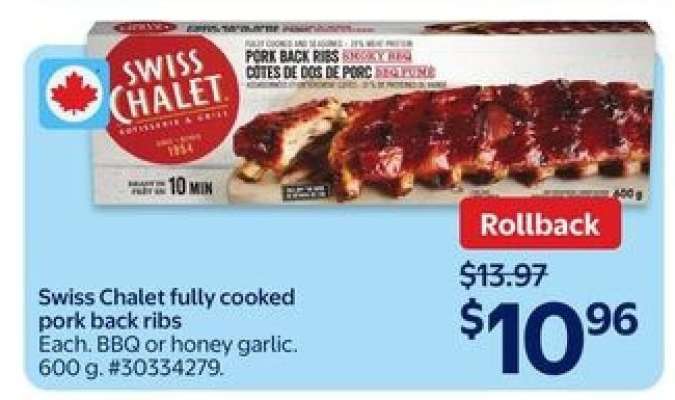 Swiss Chalet fully cooked pork back ribs