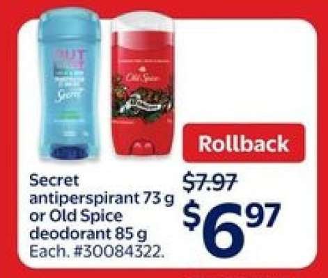 Secret Antiperspirant 73 g or Old Spice Deodorant 85 g