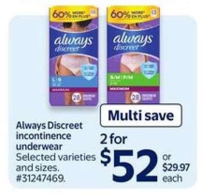 Always Discreet Incontinence Underwear