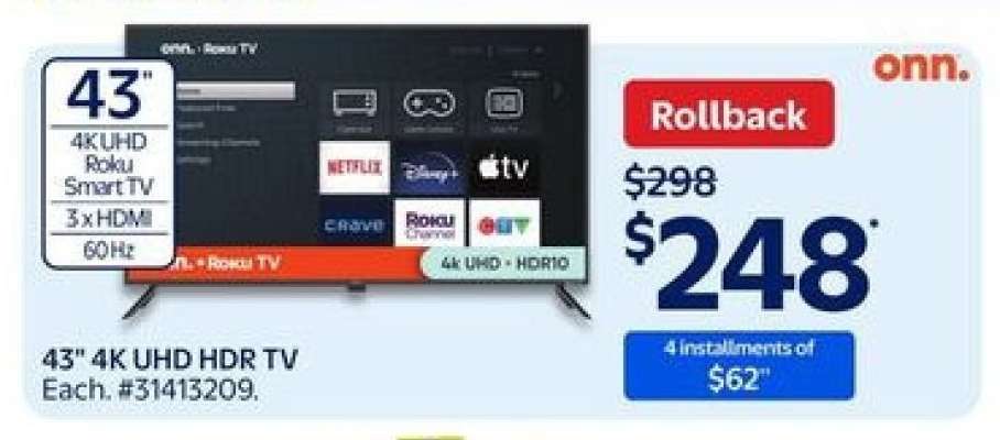 43" 4K UHD HDR TV
