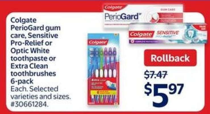 Colgate PerioGard gum care, Sensitive Pro-Relief or Optic White toothpaste or Extra Clean toothbrushes 6-pack