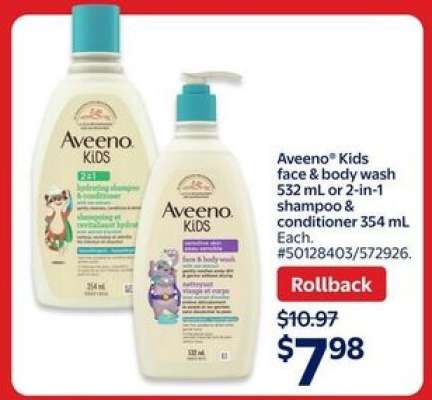 Aveeno Kids Face & Body Wash or 2-in-1 Shampoo & Conditioner