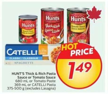HUNT'S Thick & Rich Pasta Sauce or Tomato Sauce