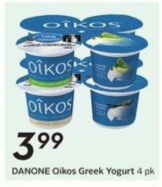 DANONE Oikos Greek Yogurt 4 pk