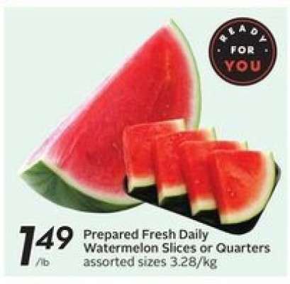Prepared Fresh Daily Watermelon Slices or Quarters