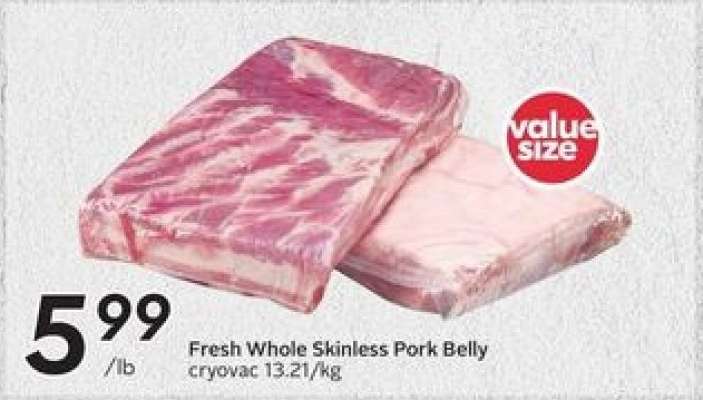 Fresh Whole Skinless Pork Belly