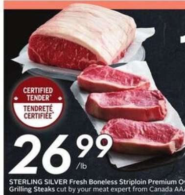 STERLING SILVER Fresh Boneless Striploin Premium Grilling Steaks
