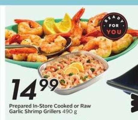 Prepared In-Store Cooked or Raw Garlic Shrimp Grillers