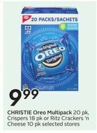CHRISTIE Oreo Multipack 20 pk, Crispers 18 pk or Ritz Crackers 'n Cheese 10 pk