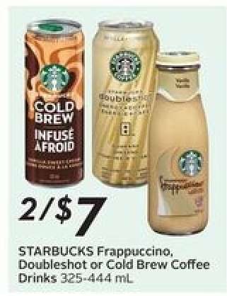 STARBUCKS Frappuccino, Doubleshot or Cold Brew Coffee Drinks