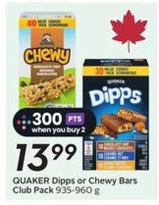 QUAKER Dipps or Chewy Bars Club Pack