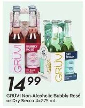 GRÜVI Non-Alcoholic Bubbly Rosé or Dry Secco