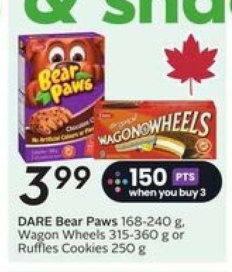 DARE Bear Paws, Wagon Wheels, or Ruffles Cookies