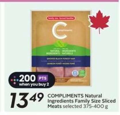COMPLIMENTS Natural Ingredients Family Size Sliced Meats