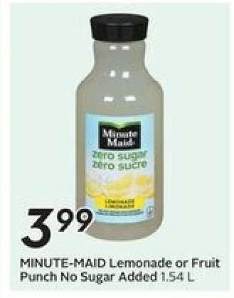 MINUTE-MAID Lemonade or Fruit Punch No Sugar Added