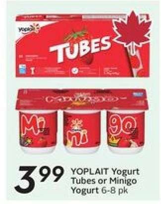 YOPLAIT Yogurt Tubes or Minigo Yogurt
