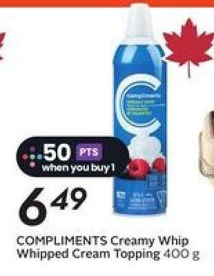 COMPLIMENTS Creamy Whip Whipped Cream Topping 400 g