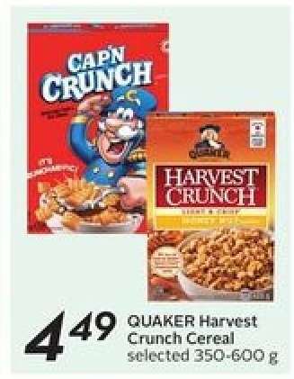 QUAKER HARVEST CRUNCH CEREAL