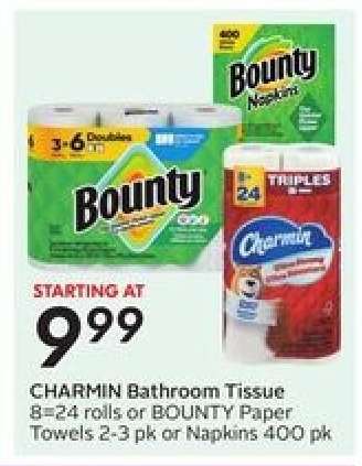 CHARMIN Bathroom Tissue or BOUNTY Paper Towels/Napkins