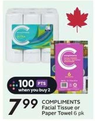 COMPLIMENTS Facial Tissue or Paper Towel 6 pk