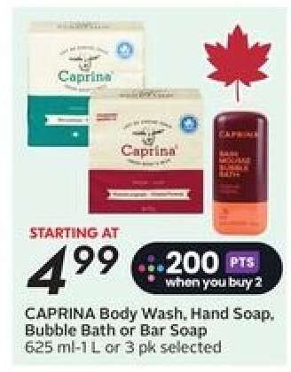 CAPRINA Body Wash, Hand Soap, Bubble Bath or Bar Soap